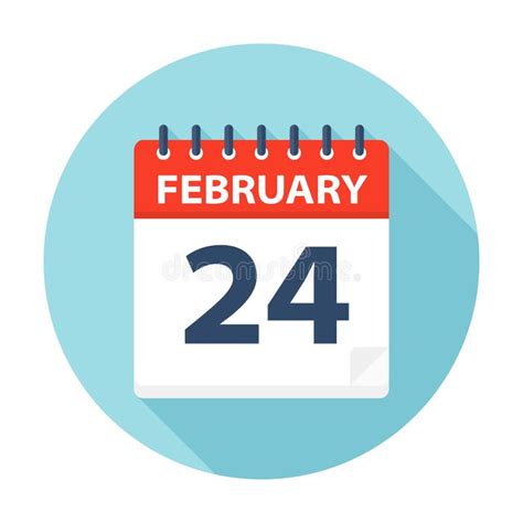 February 24 Calendar Icon Stock Illustration Illustration Of