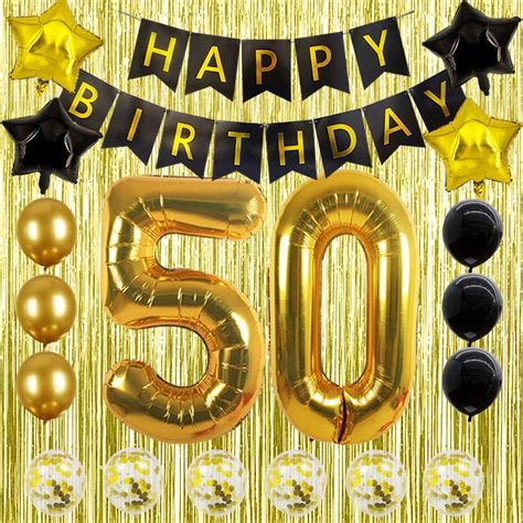 Buy 50th Birthday Decorations Gold 50 Balloons Womens Happy 50th