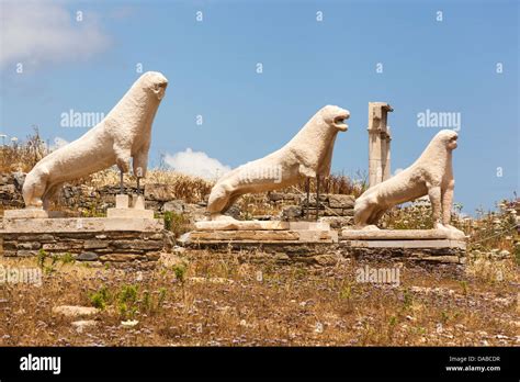 Lions Of The Naxians Terrace Of The Lions Delos Archaeological Site
