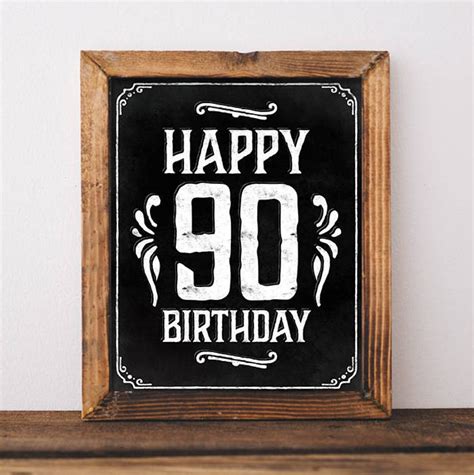Happy 90th Birthday Sign Printable File Rustic Birthday Etsy
