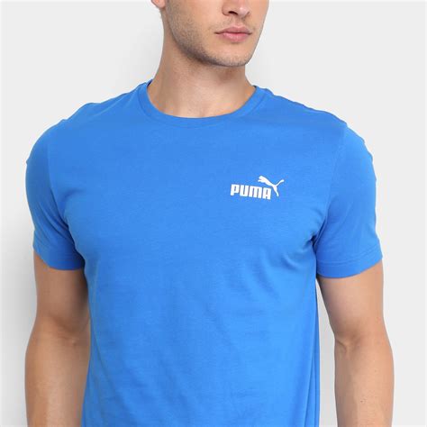 Camiseta Puma Essentials Small Logo Masculina Azul Netshoes