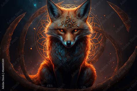 Nine Tailed Demon Fox Generative Ai Ilustração Do Stock Adobe Stock