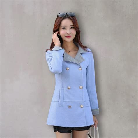 Womens Slim Plus Size Woolen Outerwear Formal Solid Color All Match