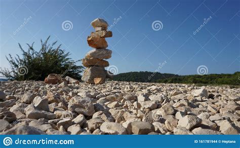 Stone Stacking Rock Balancing Art Stock Photo Image Of Blue Natural