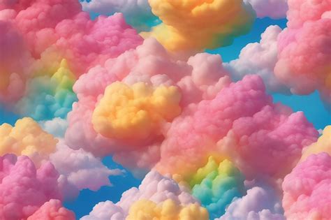 Premium Ai Image Rainbow Cotton Candy Clouds Backgrounds Rainbow