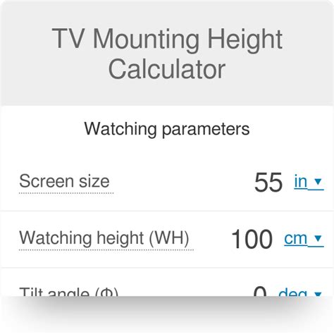 Tv Wall Mount Height Calculator