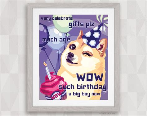 Doge Card Doge Birthday Card Shibe Meme Shiba Inu Dog Geek