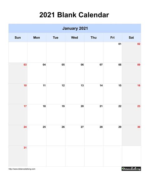Free Blank Calendar Printable 2021 Calendar Printables Free Templates