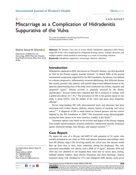 Pdf Miscarriage As A Complication Of Hidradenitis Suppurativa Of The