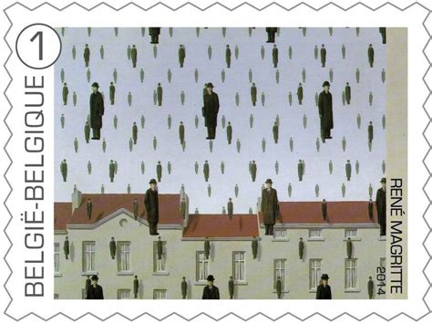 Stamp René Magritte Golconde 1953 Belgium René Magritte Mibe
