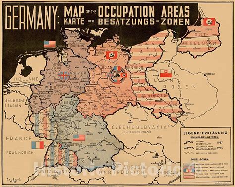 Amazon Com Historic Map Germany Map Of The Occupation Areas Map