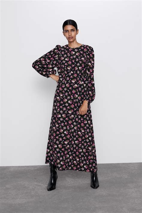 Zara Black Floral Midi Dress Dresscodes