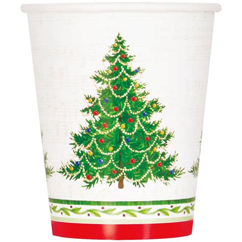 Classic Christmas Tree Paper Cups 9 Oz 8ct