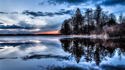 Full Hd Wallpaper Island Mirror Reflection Cloud Sunset