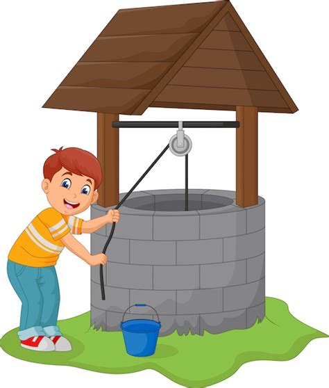 Premium Vector Boy Take Water In The Well