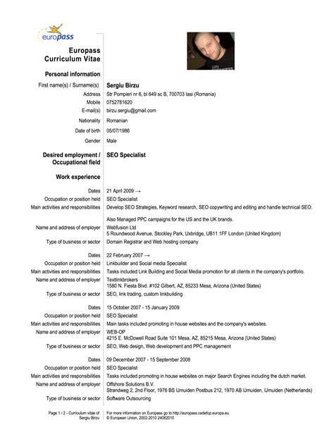Europass Cv Form Fill Out And Sign Printable Pdf Template Airslate