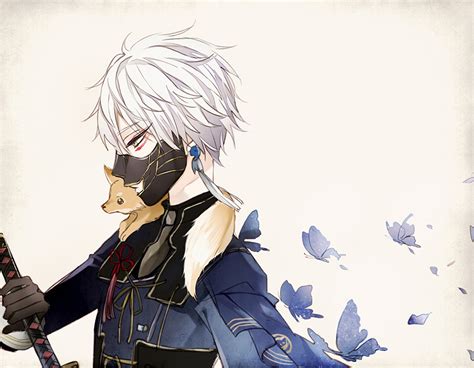 Blue eyes long hair short hair yellow eyes blush anime boys hair ribbons orange hair simple. Anime picture touken ranbu nitroplus nakigitsune nakigitsune's fox shijima tohiro single 900x699 ...