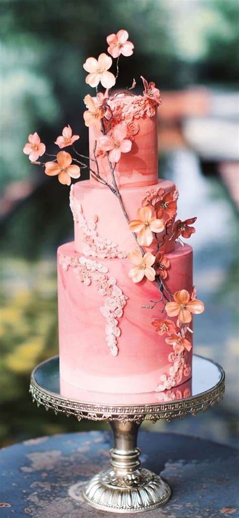 These 39 Wedding Cakes Are Seriously Pretty Pink Coral Cake
