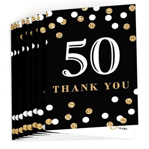 50th Birthday Thank You Cards Adult 50th Birthday Gold Etsy