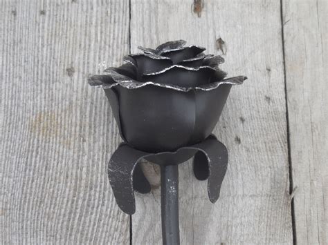 Hand Forged Steel Rose Metal Rose Iron Flower Metal Etsy