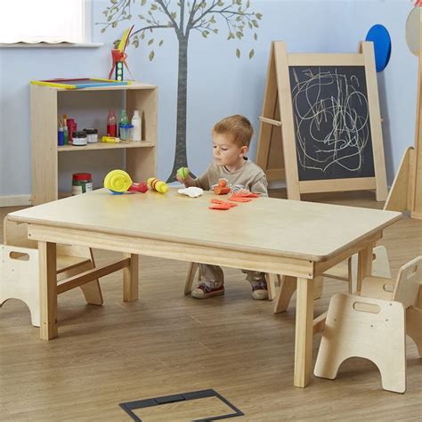 Natural Wooden Folding Early Years Table Nursery Furniture Fold Away