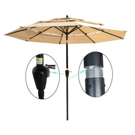 9 Ft 3 Tiers Patio Outdoor Beach Umbrella Heavy Duty Market Umbrellas