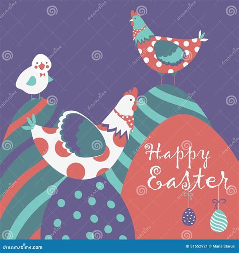 Easter Chicken With Easter Eggs Stock Vector Illustration Of