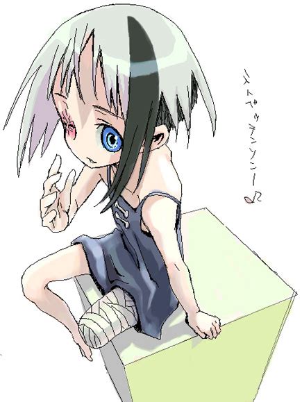 Safebooru 1girl Amputee Bandage Bikko Black Hair Dress Grey Hair