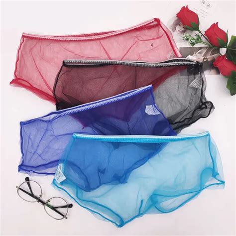 Sexy Men Sheer See Through Boxer Briefs Mesh Underwear Shorts Trunks