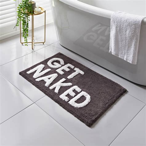 Get Naked Tufted Bath Mat Black Bathroom Accessories B M