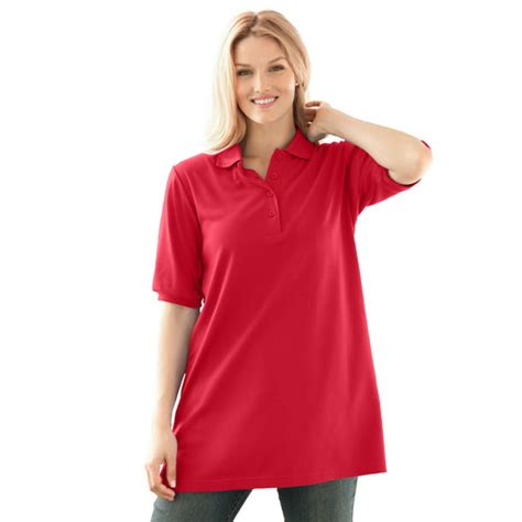 Woman Within Woman Within Womens Plus Size Elbow Sleeve Polo Shirt