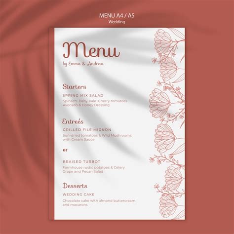 Free Psd Simple And Elegant Menu Template For Wedding