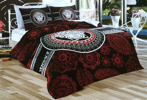 Handmade Versace Bedding Set Queen Black Red By Luxuryiiboutique