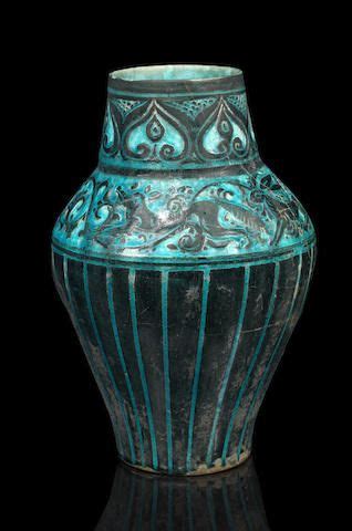 A Fine Kashan Silhouette Ware Pottery Vase Persia Late Th Century