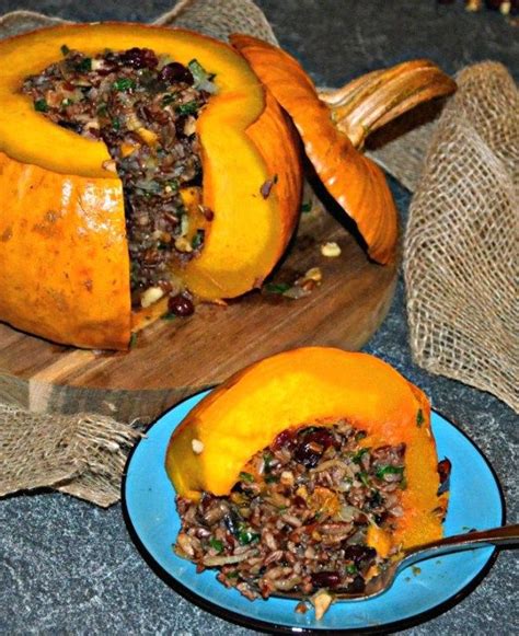 Roast Stuffed Pumpkin Recipe Vegan Thanksgiving Dinner Vegan