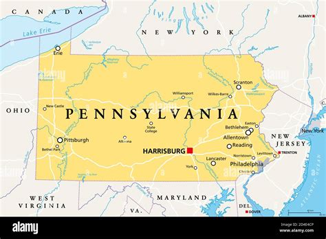 pennsylvania pa mappa politica ufficialmente il commonwealth della pennsylvania stati uniti