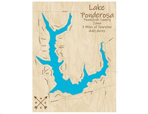 Lake Ponderosa IA Multi Layered Wood Map Etsy