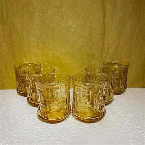 Vintage Amber Libbey Juice Glasses Etsy