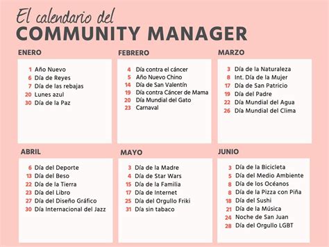 Calendario De Community Manager Para