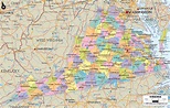 Detailed Political Map of Virginia - Ezilon Maps