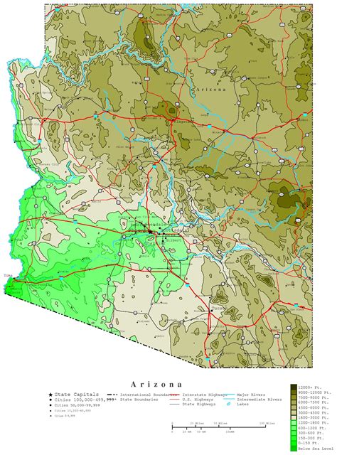 Arizona Contour Map