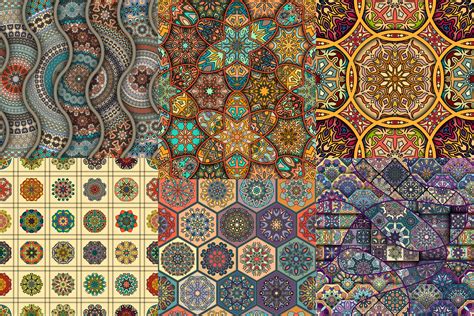 Tile Mosaic Seamless Patterns Set 110443 Patterns Design Bundles
