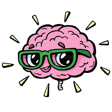 Cute Smart Brain With Glasses Stock Vector Illustration Of Cartoon