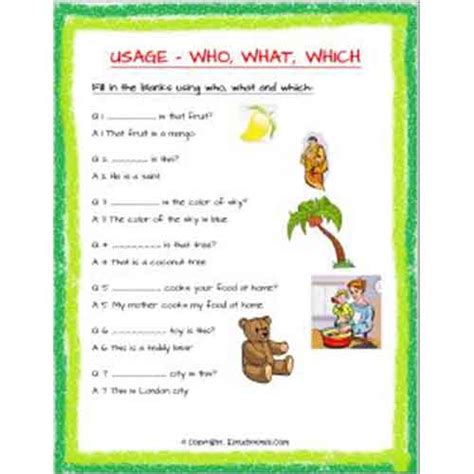 Usage Who What Which Worksheets For Class 2 Estudynotes