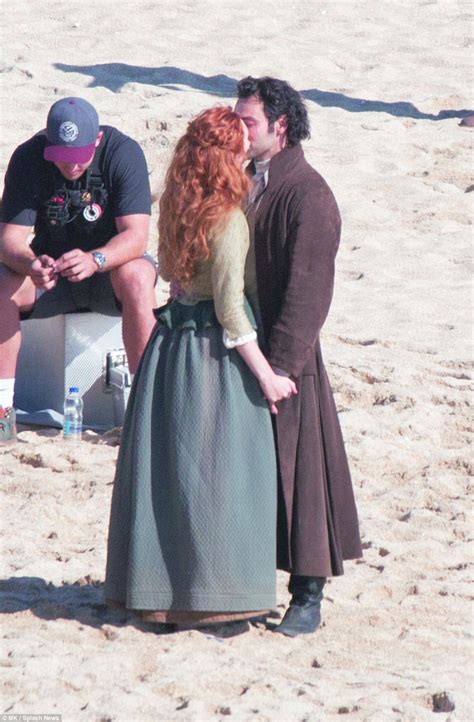 Aidan Turner Kisses Eleanor Tomlinson During Poldark Filming Daily