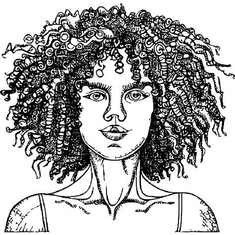 Coloring Page Curly Hair Girl · Creative Fabrica