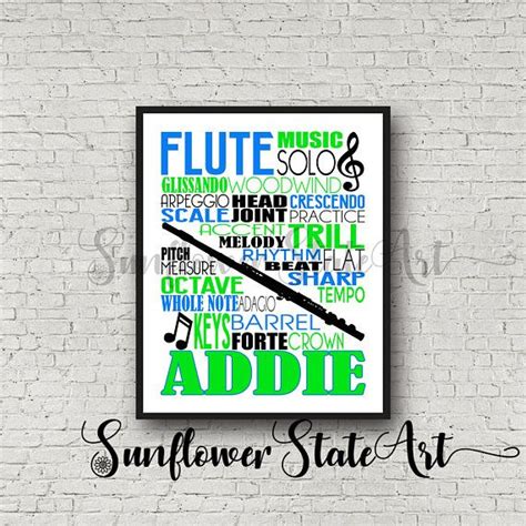 Personalized Flute Poster Flute Typography Flute Player Etsy