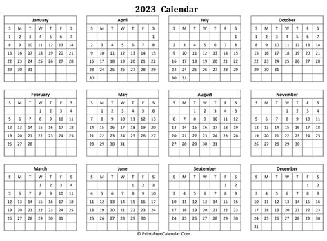 2023 Calendar Printable Landscape Layout Images And Photos Finder