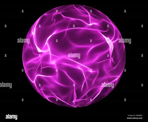 Glowing Purple Energy Ball Over Black Background Stock Photo Alamy