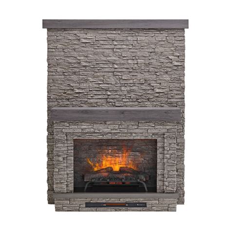 Allen Roth 65 In W Grey Faux Stacked Stone Infrared Quartz Electric